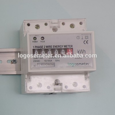 LOGOS DIN Rail Single Phase mini 4 pole/4 module analogue display energy meter, portable kwh meter